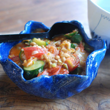 ごま油香る☆トマト•きゅうり•キムチ•納豆炒め☆