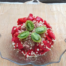 めんつゆぶっかけるだけトマトとツナと天かすそうめん