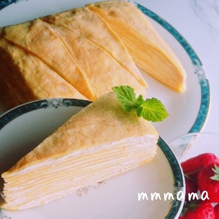 卵焼きフライパンでミルクレープ☆カスタード生クリーム