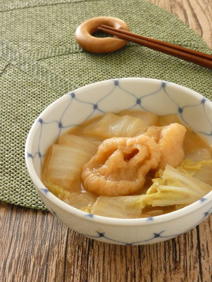 へそ大根と白菜のにんにく味噌煮