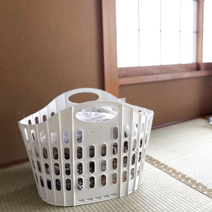 大きいのにかさばらない折りたたみ式洗濯カゴ