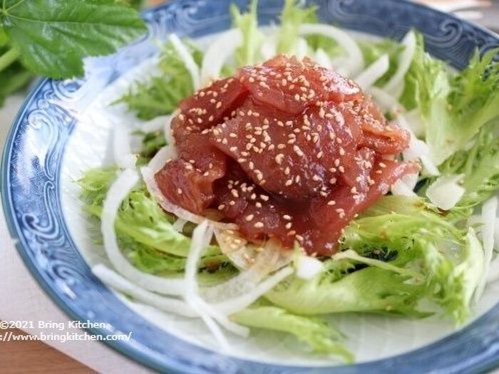 煮詰めたみりんがポイント!マグロのみりんドレッシング和え