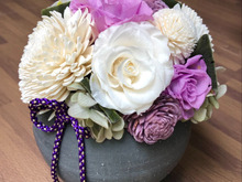 お盆に☆お供え花作ってみました☆和のプリザーブドフラワーアレンジ