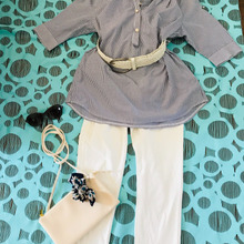 ベルト見せファッション!メッシュベルトでお腹周りスッキリ効果