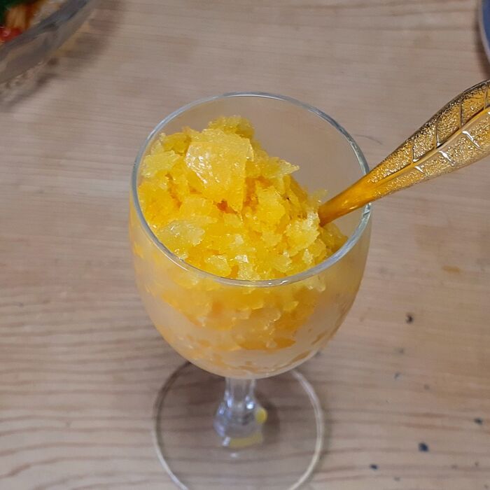 ⑥食事が終わったら、オレンジシャーベットを!