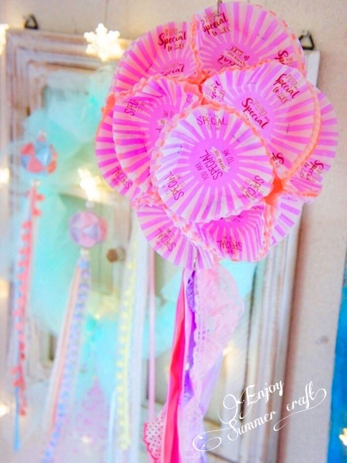 おかず&おかしカップでサマークラフト♪ 〜ふんわりくす玉DECO〜