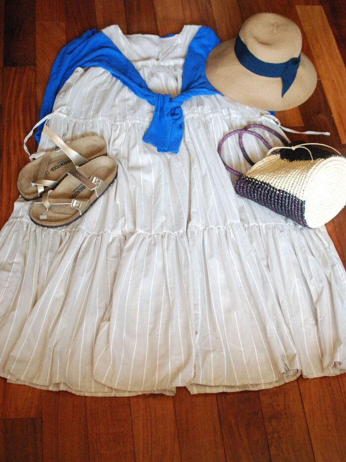 縦ボーダー♪ハイウエスト♪目線を散らして♪着やせ♡