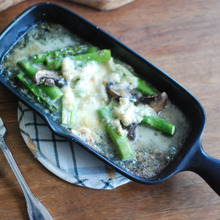 ✲゚簡単★アスパラとマッシュルームの3種チーズ焼き✲゚