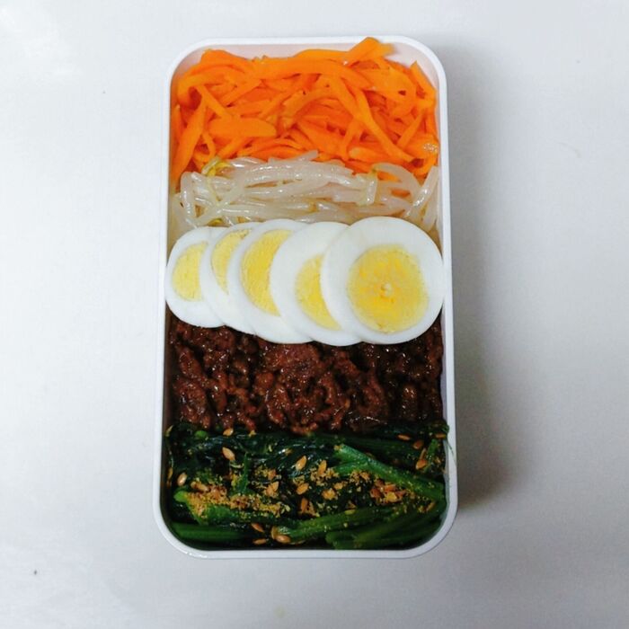【受験フードなジミ弁】レンジで簡単!ビビンバ弁当