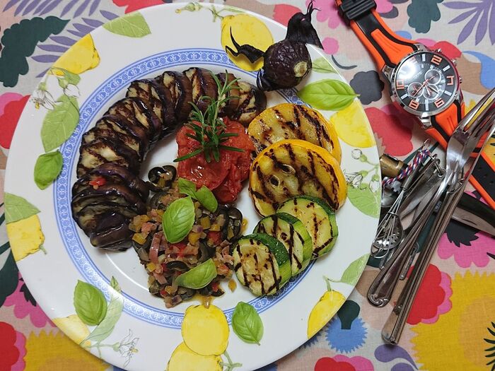 👳💜🍳🍵💕💜 夏野菜のグリエ、イタリアンの風に吹かれて・・・・👳💜🍳🍵💕💜