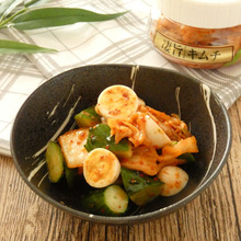 材料4つ★うずらとキュウリのキムチ和え