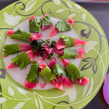 カツオの大葉まきをポン酢生姜で!