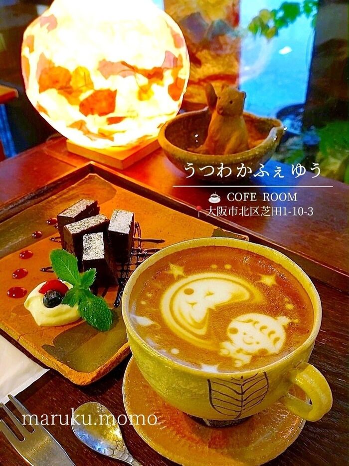 うつわが選べる♪cafeゆうでカフェラテアート&ケーキ【大阪カフェ巡り】
