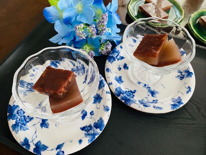 夏はこれ!大納言水羊羹🎶材料2つですよ〜