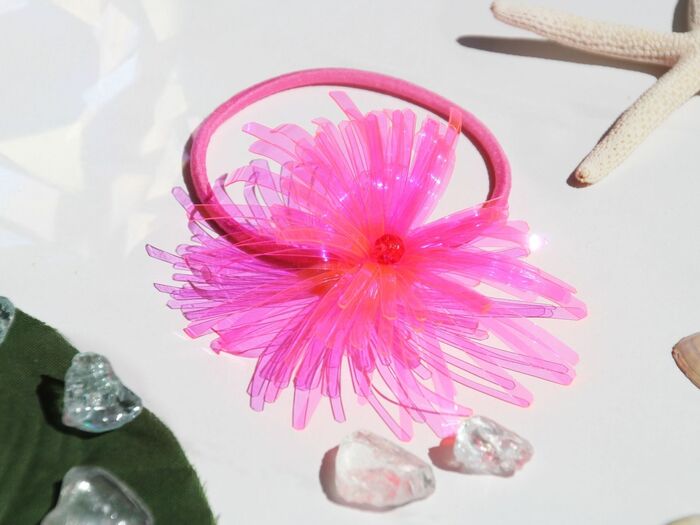 100均クリアクロスで手作り子供ヘアアクセ*花のイソギンチャク