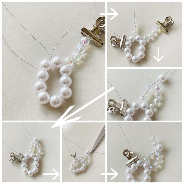 ビーズの個数の変化で、貝殻フォルムを形成♪