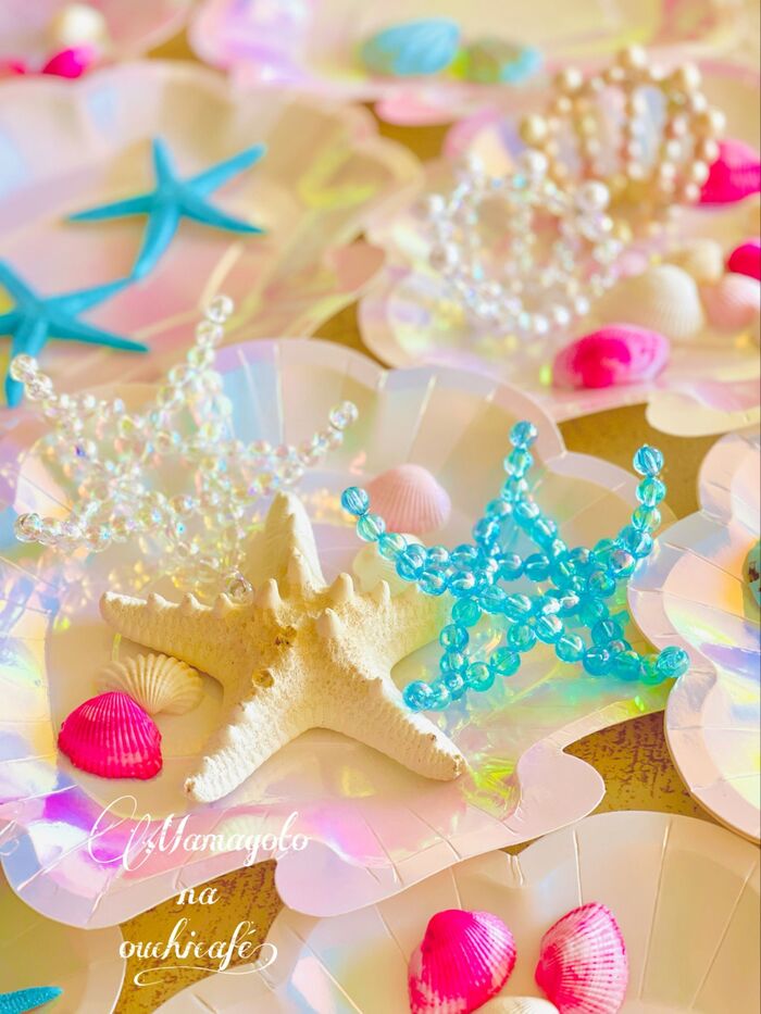 DAISOビーズで親子でつくろぉ♪ 〜マーメード気分な髪飾り〜