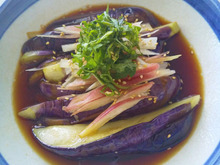 夏に美味しい♪揚げ茄子&みょうが&青紫蘇の酢醤油漬け