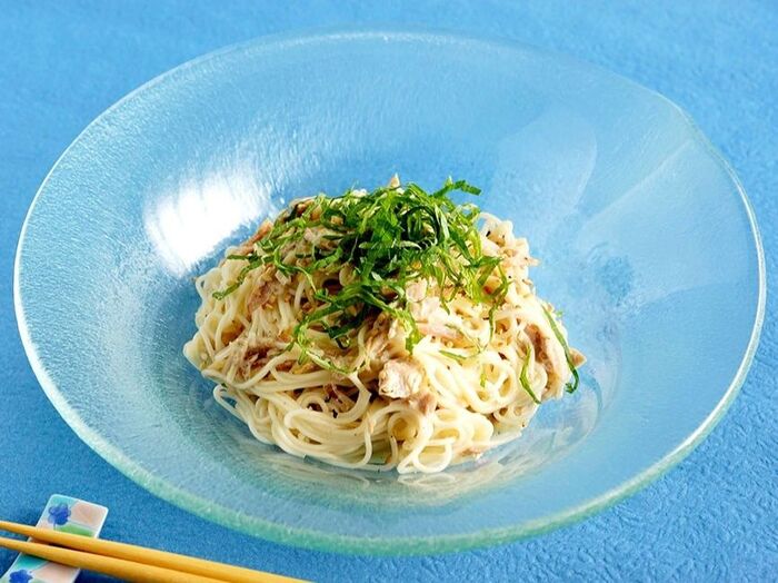 便利な野菜だし使用♪【夏バテ解消！ツナマヨそうめん】