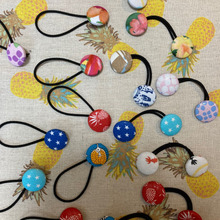 5分で出来る!夏柄くるみボタンヘアゴム!(^○^)