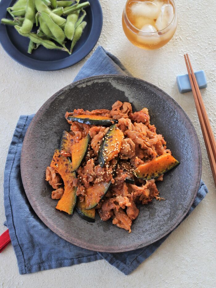 かぼちゃと豚肉のコチュジャン炒め【下味冷凍レシピ】