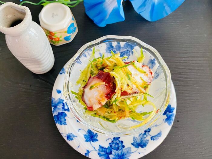 パパッと3分楽勝かも(^^)v材料4つ!胡瓜のタコキムチ冷奴