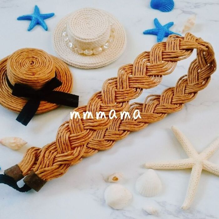 夏にピッタリ☆簡単!紙ヒモで三つ編みヘアバンド