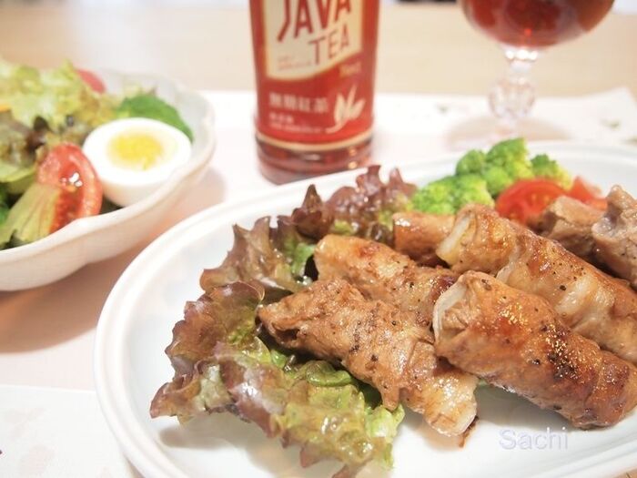 JAVATEA(ジャワティストレート )と長芋の肉巻き