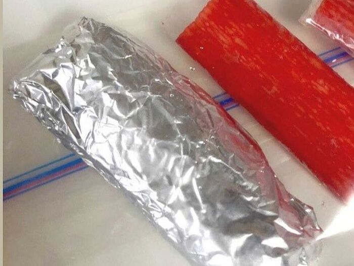 実験③ラップ+アルミホイルで冷凍