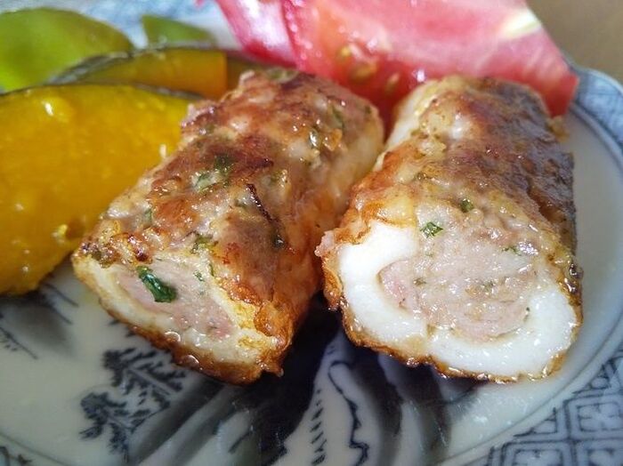少しの揚げ物にマヨネーズが活躍❣ 肉詰めちくわ