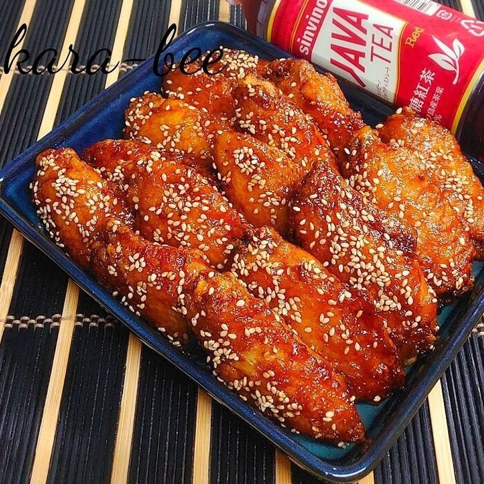 オイスターソースでやみつき♪JAVATEAと一緒に食べたい!手羽先の甘辛唐揚げ