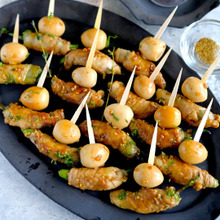 コク旨!ししとうの豚バラ巻きとうずら串