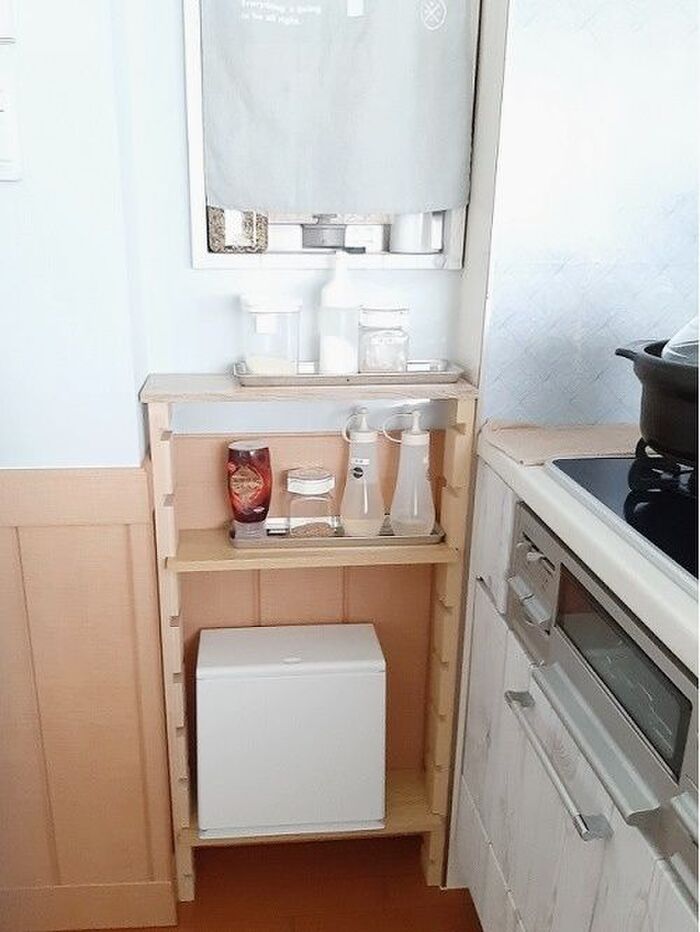 キッチンに棚◆汚れ防止にクリアファイル