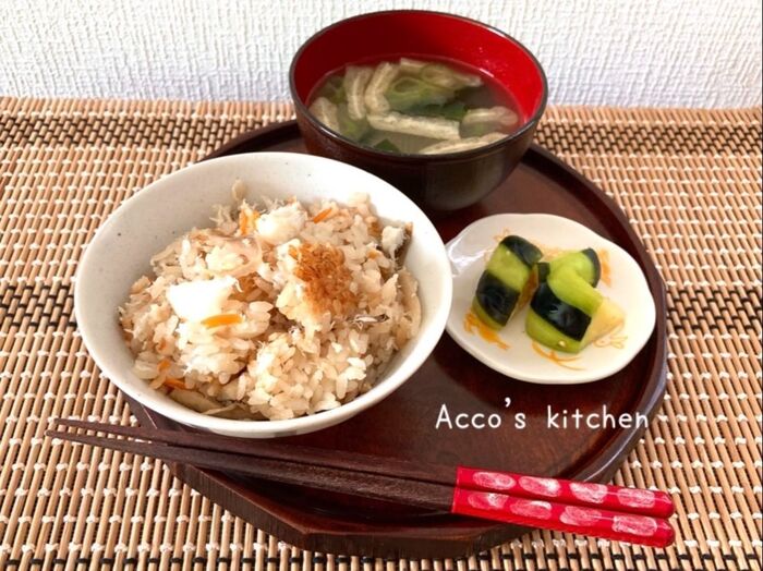 切り身を丸ごと炊飯器で炊く♡鯛の炊き込みご飯♡