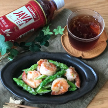 海老とアスパラの塩麹炒め×JAVATEA