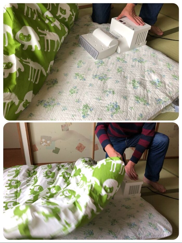 本体をセットするだけで簡単にふとん乾燥