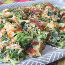 タレいらずでヤバうま♪ 豆苗とえのきのチーズチヂミ