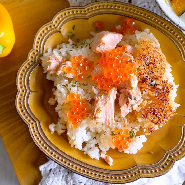 秋鮭のうまつゆ炊き込みごはん