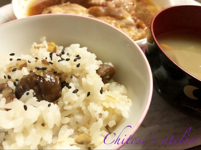 甘栗と切り餅で簡単♪栗おこわ