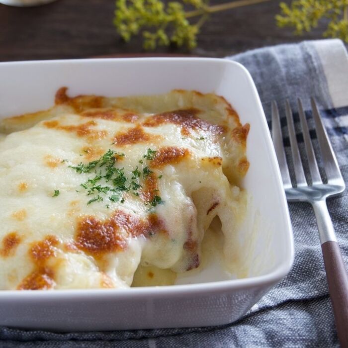 和にも洋にも合う♪豆乳白だしじゃがいもグラタン