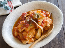 鶏むね肉のトマト煮・煮込み時間5分でも酸っぱくないヒミツは白だし♪
