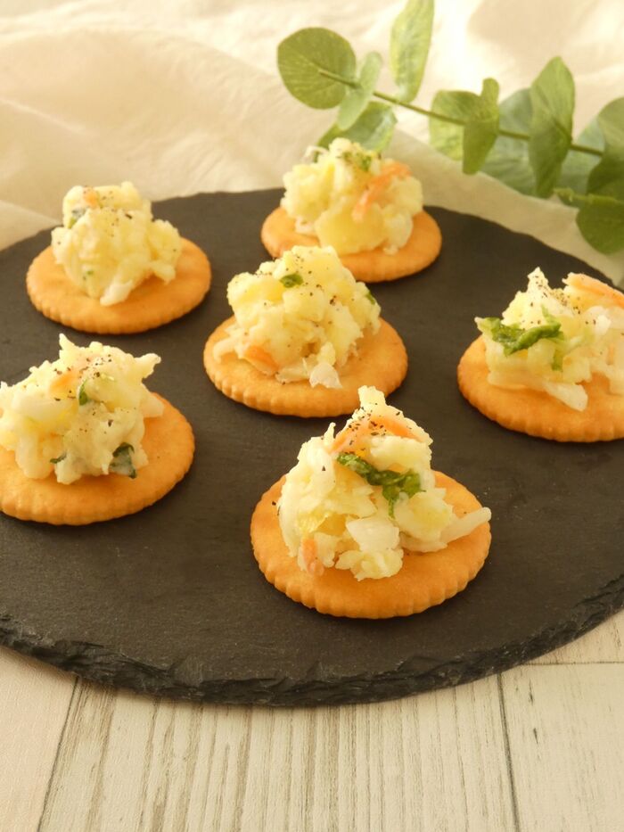 白菜漬けのポテトサラダカナッペ