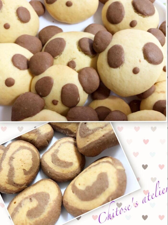 子供向けパンダクッキーと大人向けぐるぐるクッキー♡