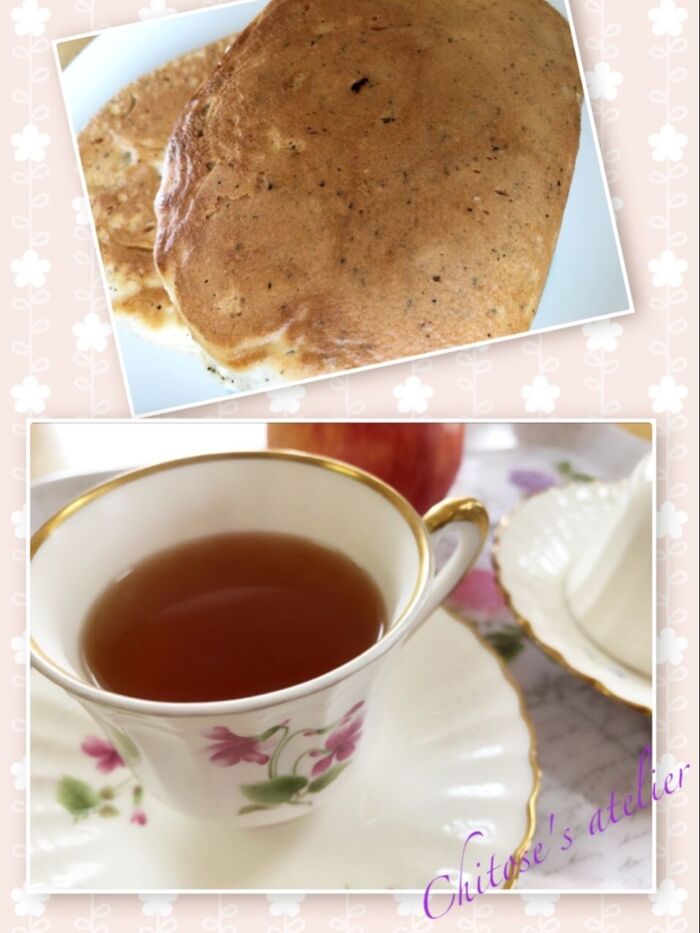 美味しく食べる♪ホットケーキ&アップルティー🍎