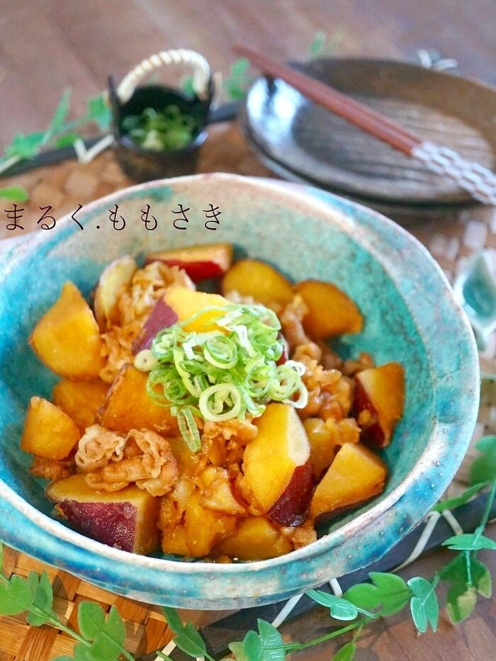 お弁当にも便利!ほっくり♪さつま芋と豚バラの煮物