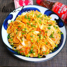 おつまみ炭水化物♪めちゃウマ!豚キムチオイスター焼きそば