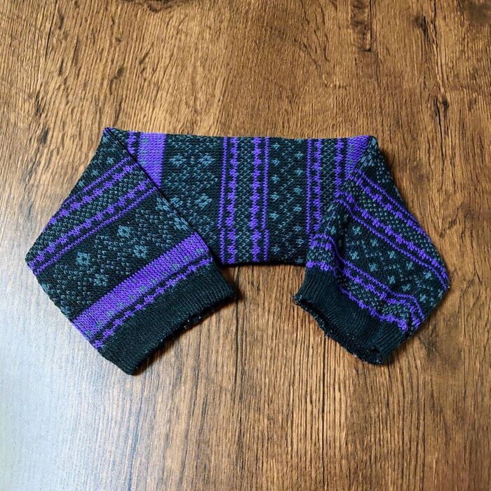 この様にして、首に巻くとポッカぽかだよ〜