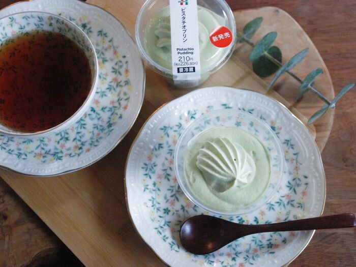 【セブンで】なめらかクリーミーなピスタチオプリン♡