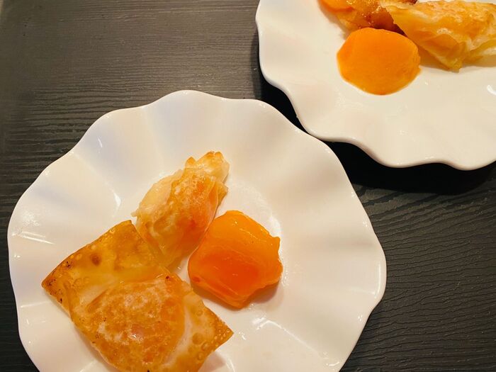 今しか食べられませんよ〜柿パイ(⌒▽⌒)