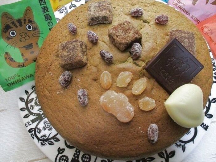 食品ロス削減、あるもので!余った甘納豆で猫の肉球~!黒糖ケーキ♪